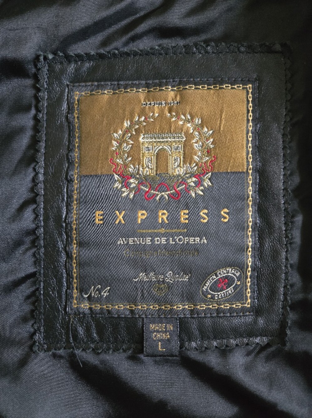 Vintage Express Quilted Leather Bomber Jacket L Parisian Moto Street Style Y2K - Picture 2 of 12